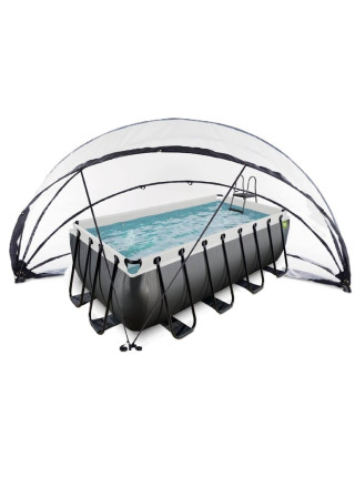 Каркасний басейн EXIT із наземним куполом 400×200×100 см, чорний